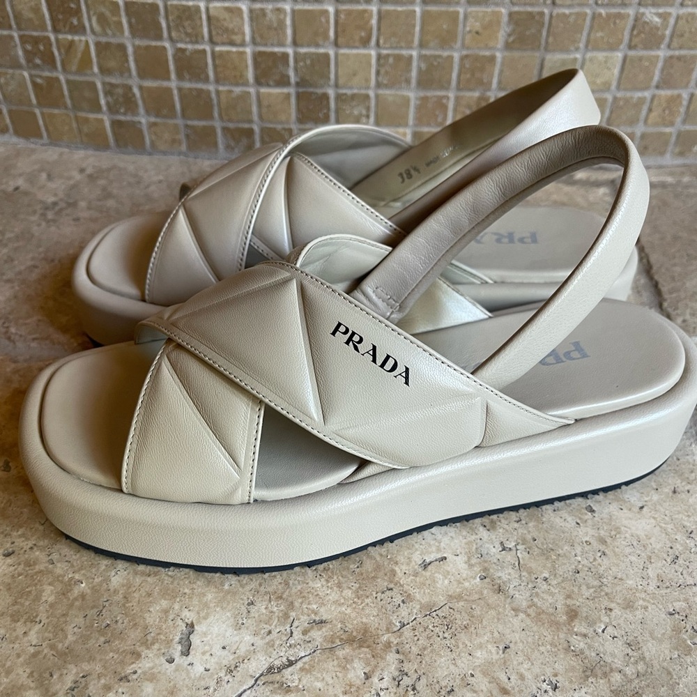 New Prada quilted leather sling back sandal